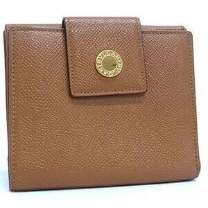 BVLGARI Bi-fold Wallet, Bulgari W-Wallet, Brown Leather, Women's